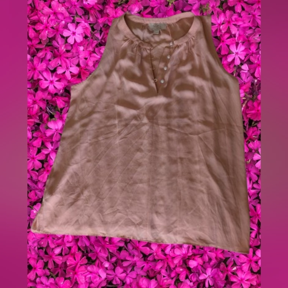 LOFT Pink Tank Blouse Top Sleeveless Casual Pearl Buttons MP ✨ 2 /$15 ✨